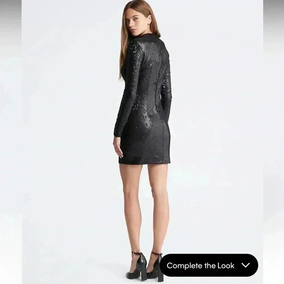 Calvin Klein Jet Black Polyester Sequin Mini Dress sz 14 - Picture 9 of 11